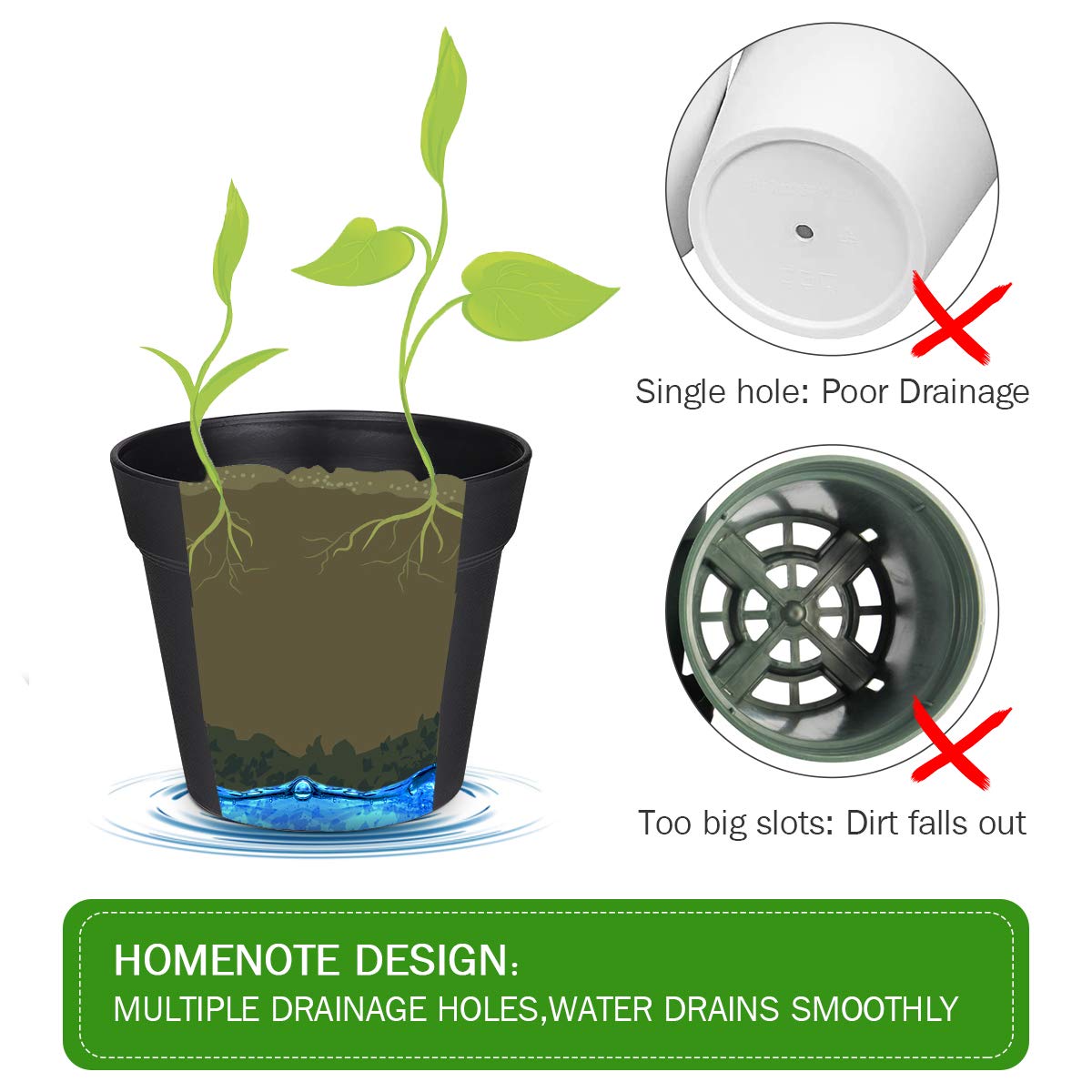 homenote flower pots with various plants growing in them