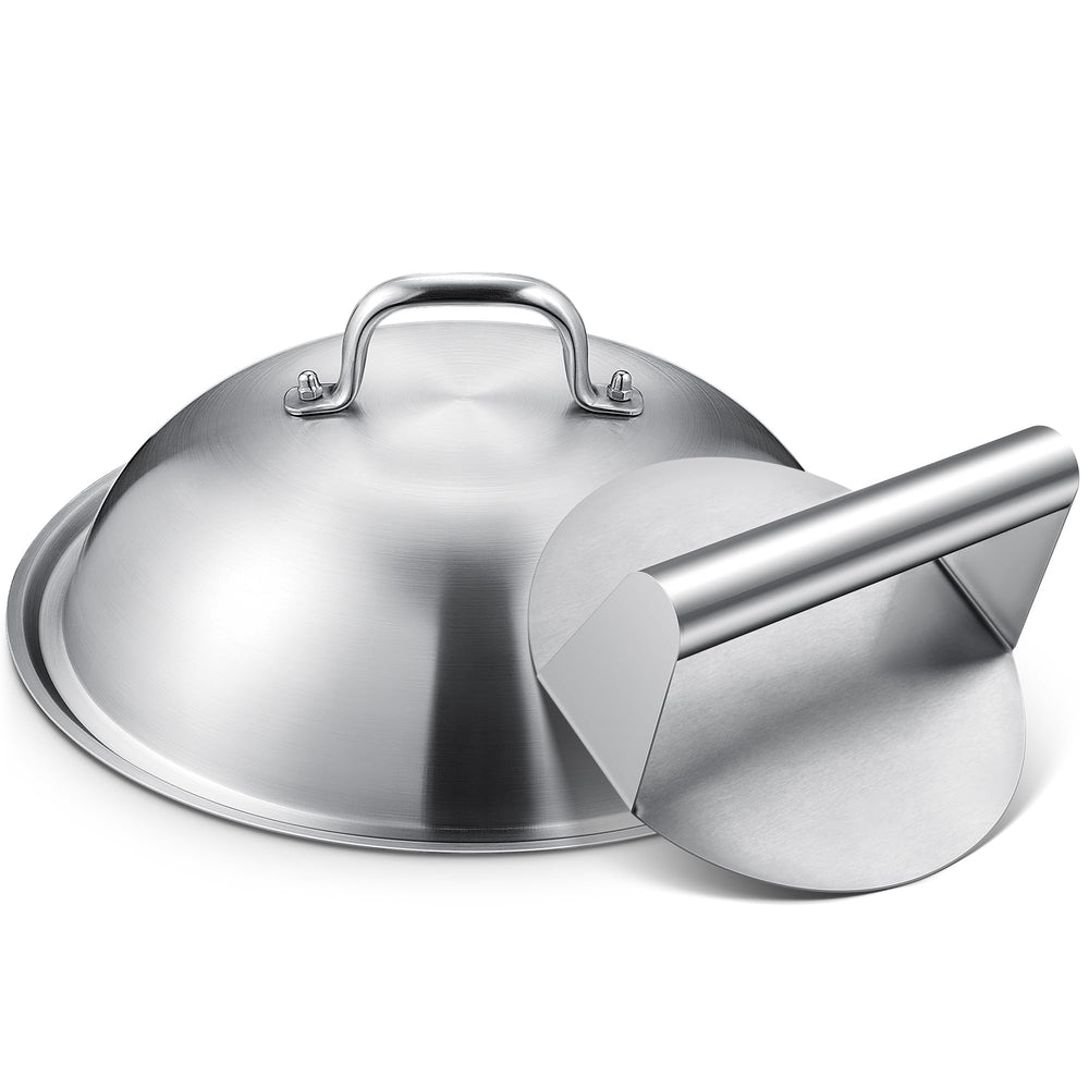 homenote Griddle Accessories Kit Stainless Steel Dome and Burger Press