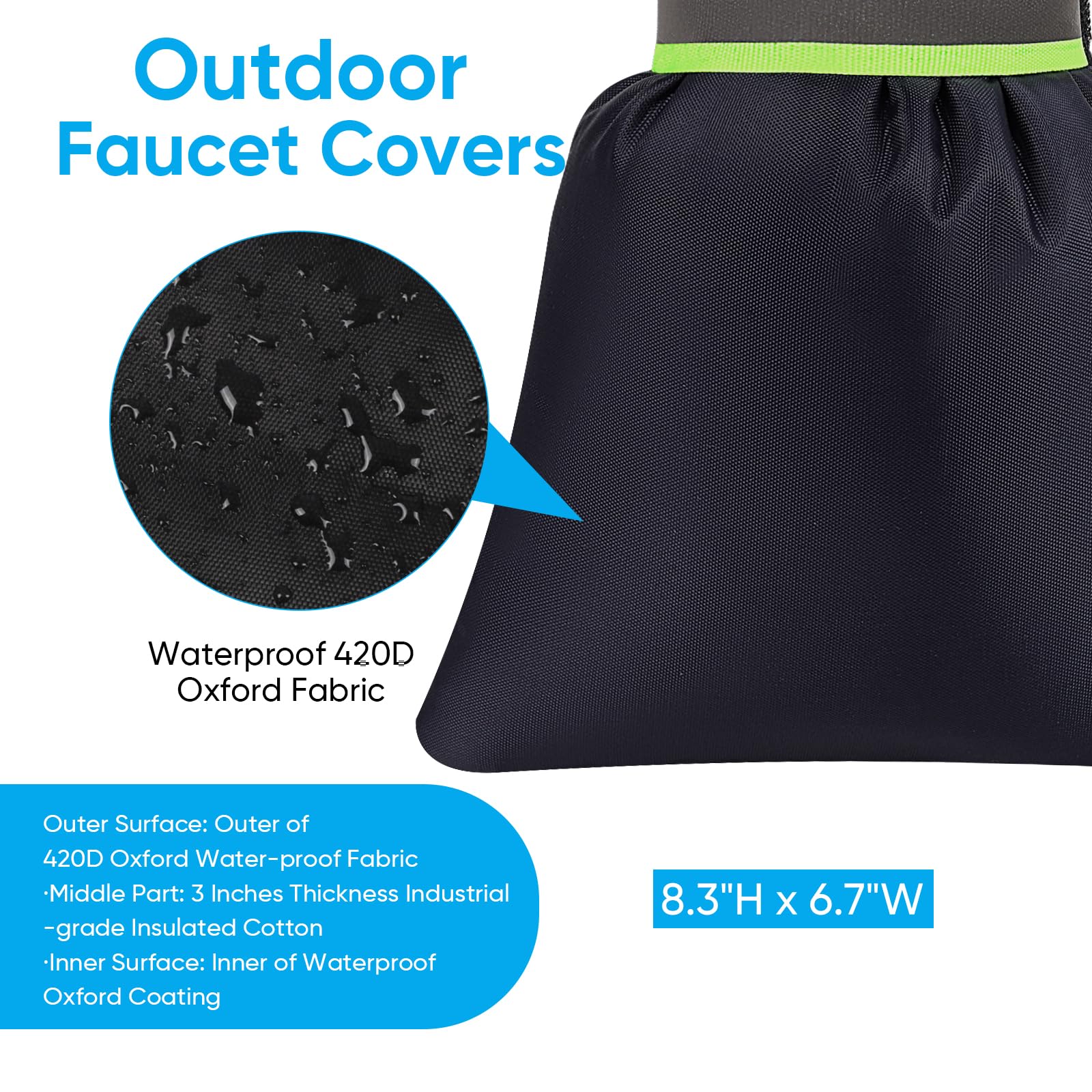 Hometopia faucet cover installed on outdoor tap in winter
