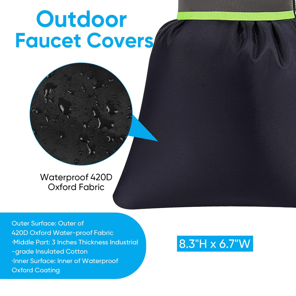 Hometopia faucet cover installed on outdoor tap in winter