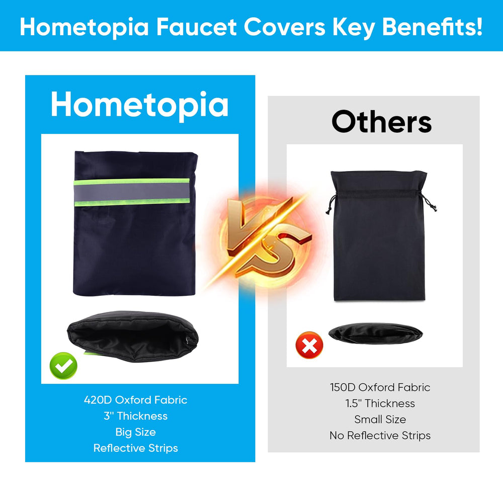 Hometopia faucet covers in a garden setting