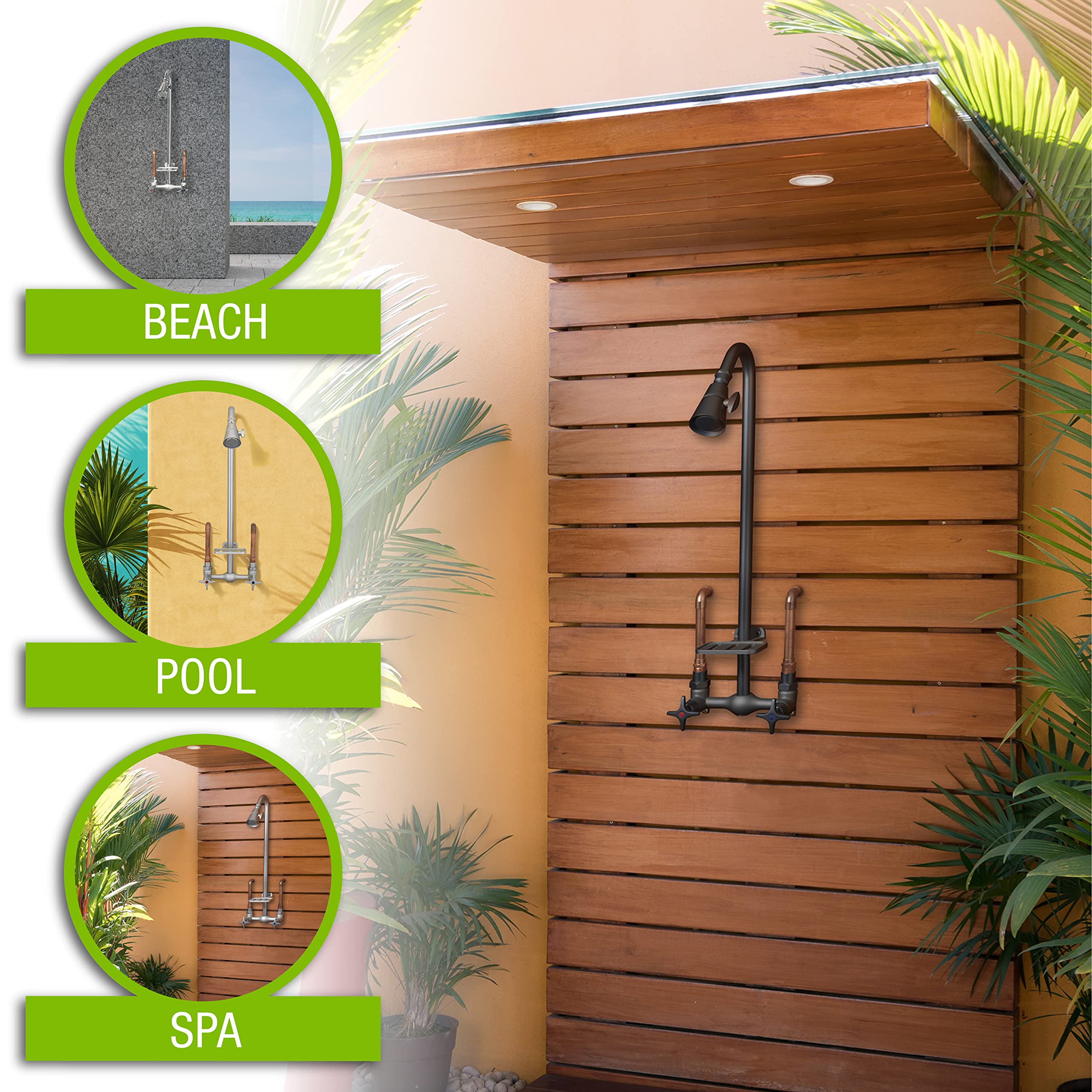 Homewerks Outdoor Shower Kit installed near a pool