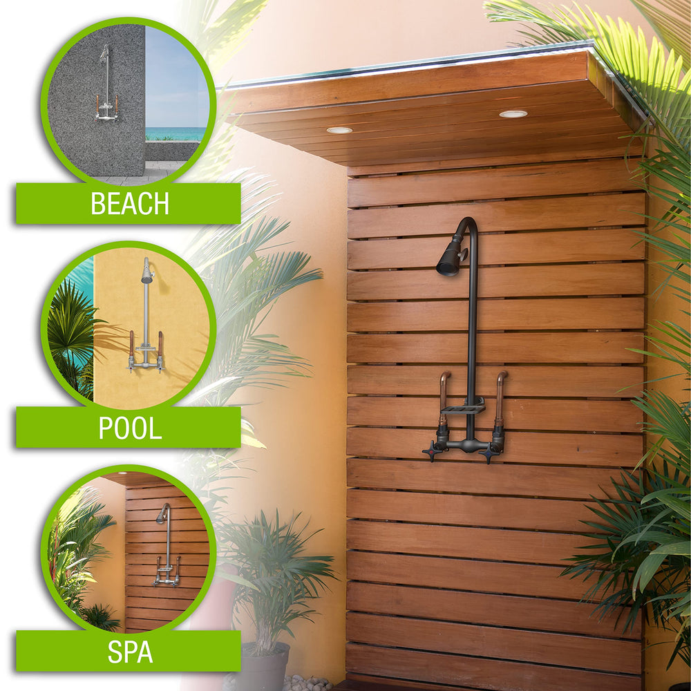 Homewerks Outdoor Shower Kit installed near a pool