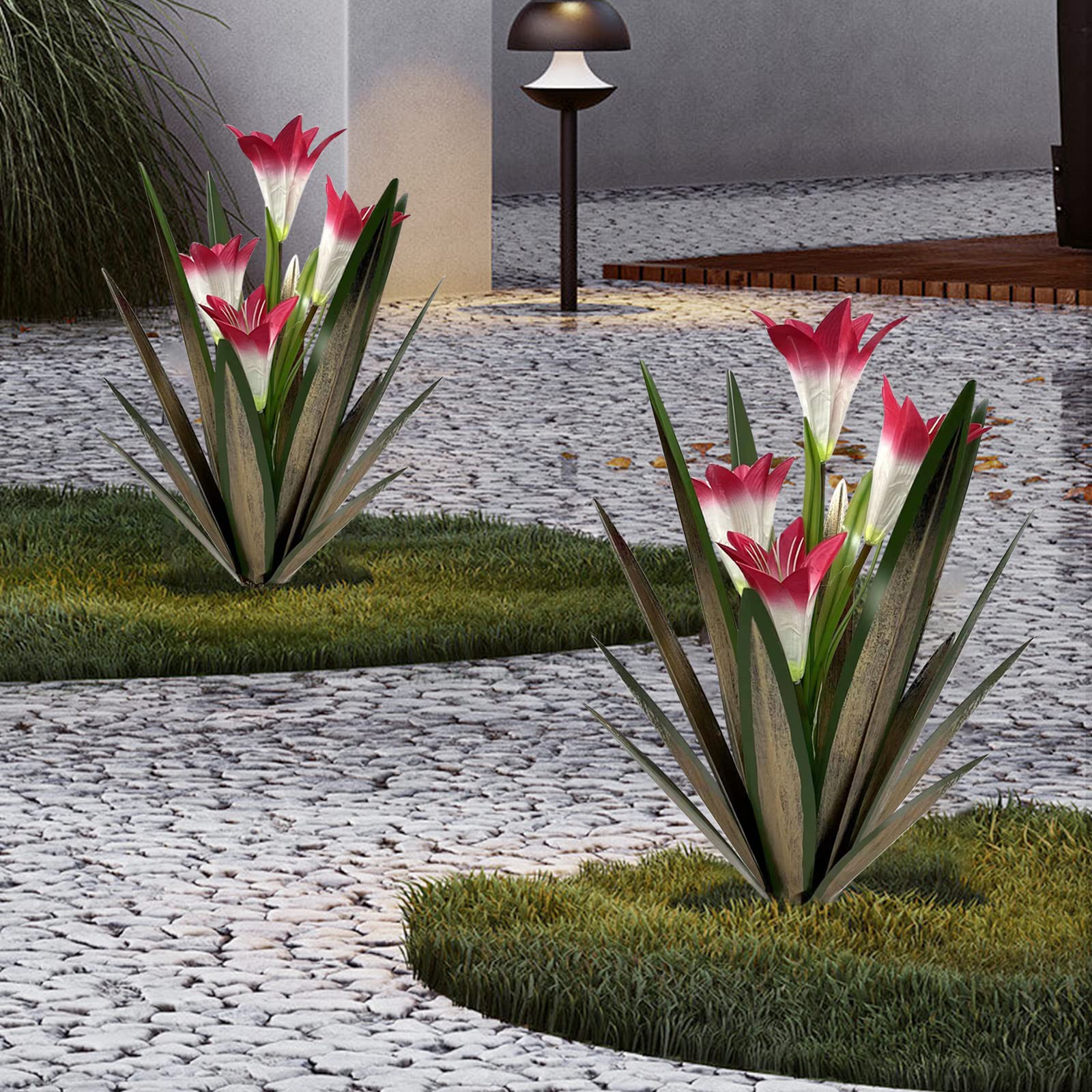 Homight Metal Agave Plant side view showcasing the waterproof coating
