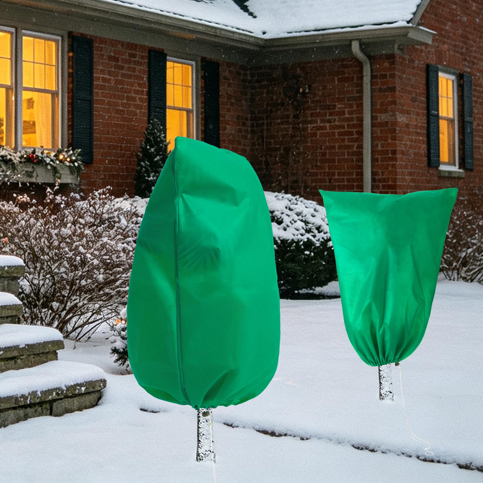 Homimp Plant Covers showing zipper and drawstring design