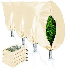 Homimp Plant Covers yellow front view with zipper and drawstring