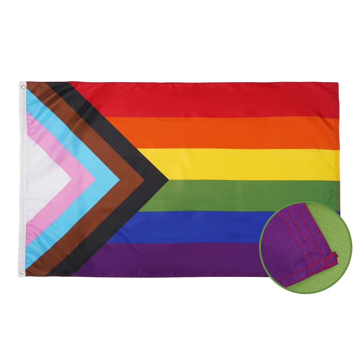 Homissor Progress Pride Rainbow Flag 3x5 ft front view