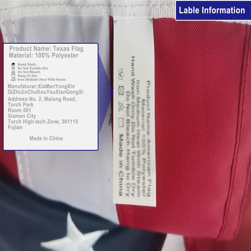 Homissor Texas Flag with canvas header and grommets