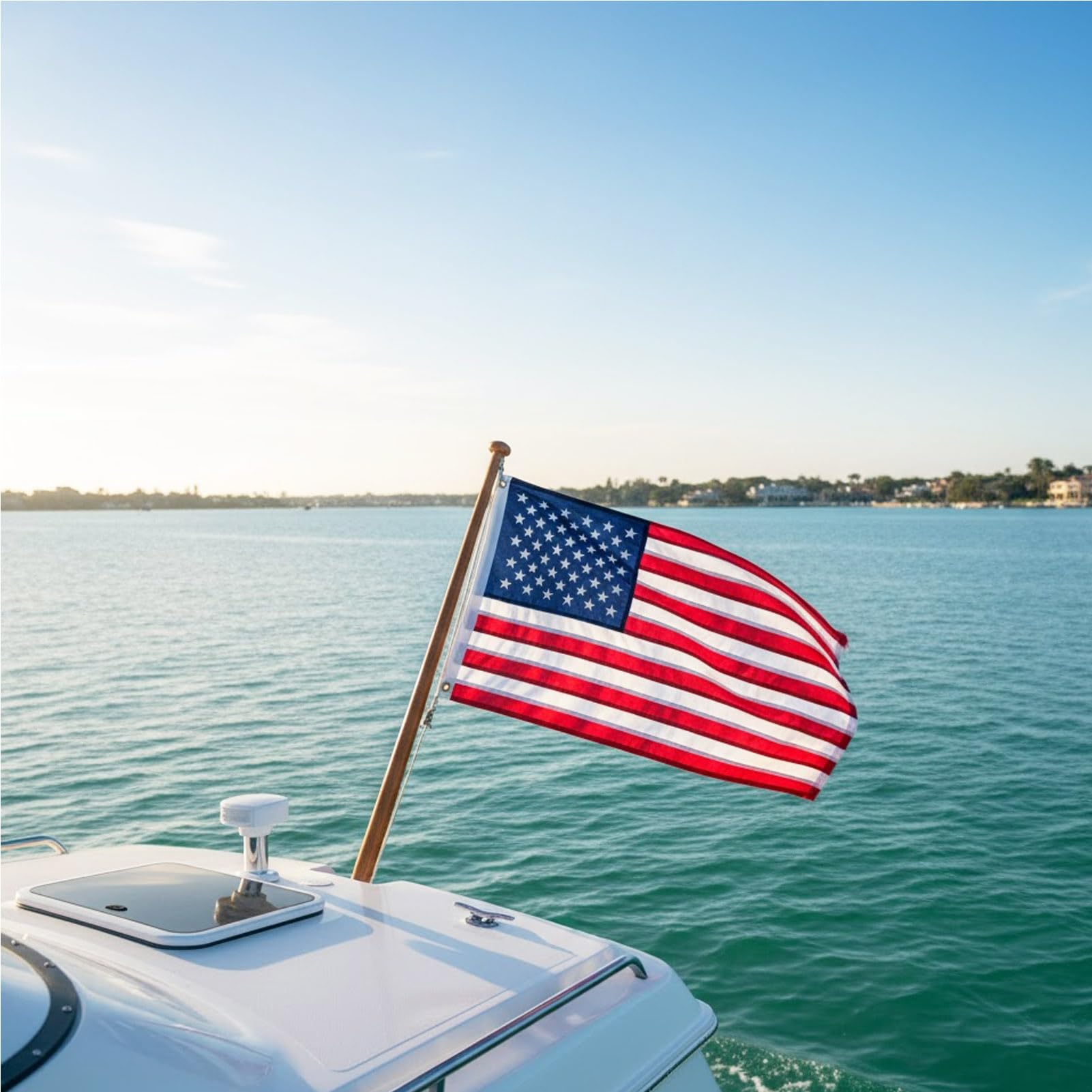 Homissor USA Flag set up on a boat