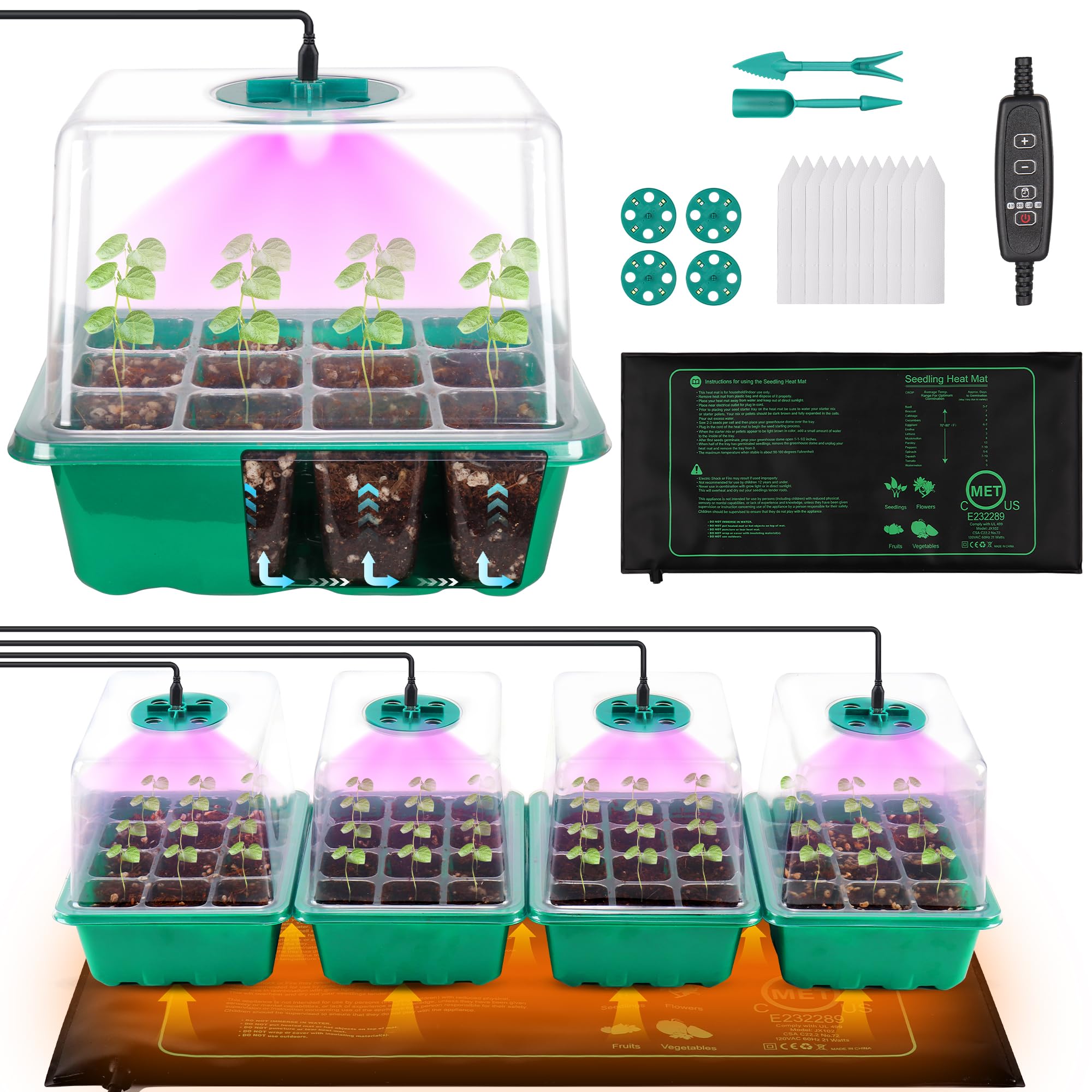 Homiton Seed Starter Kit with grow lights and heat mat