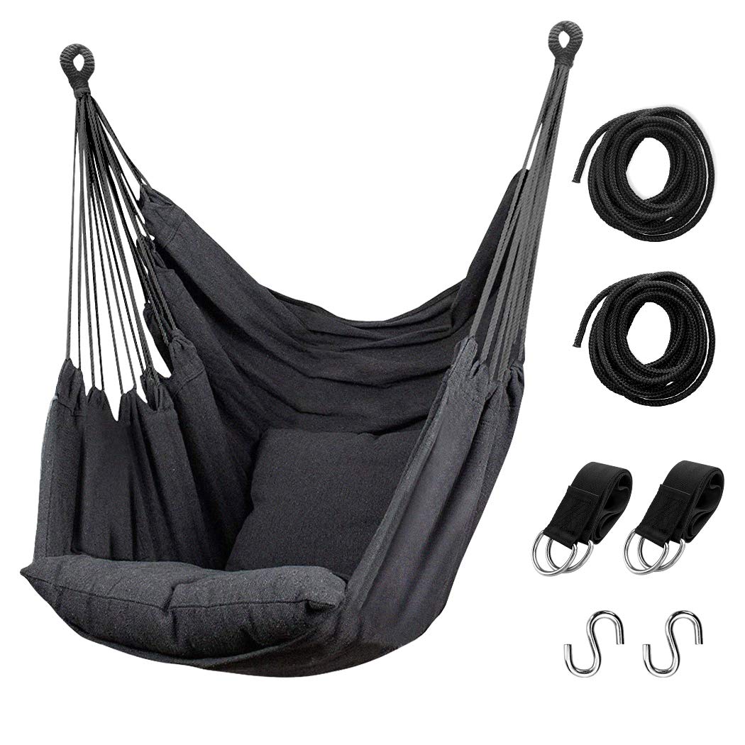 Hommtina Hammock Chair in dark gray front view