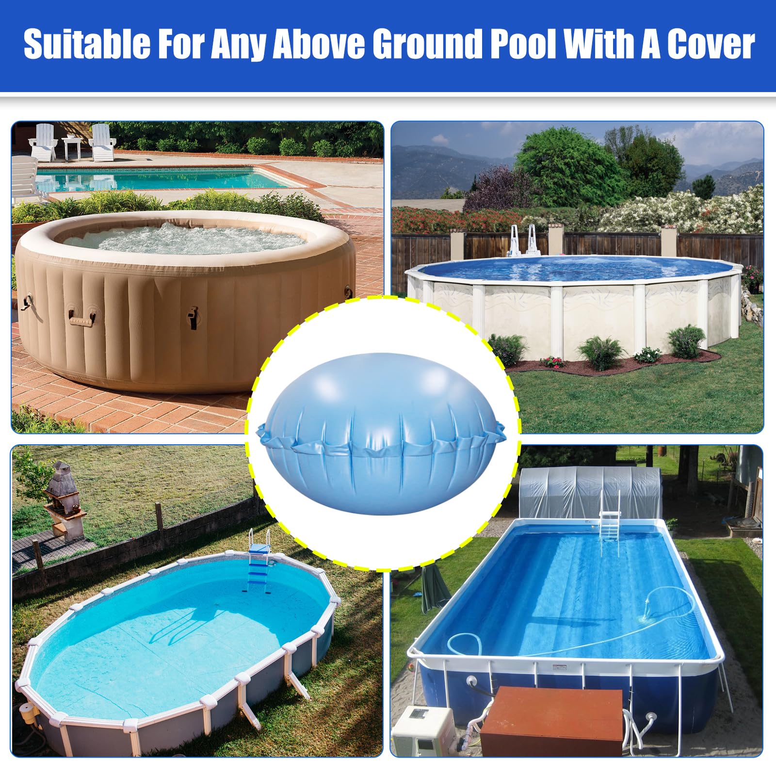 HOMSHIAM pool pillow setup in pool with cover