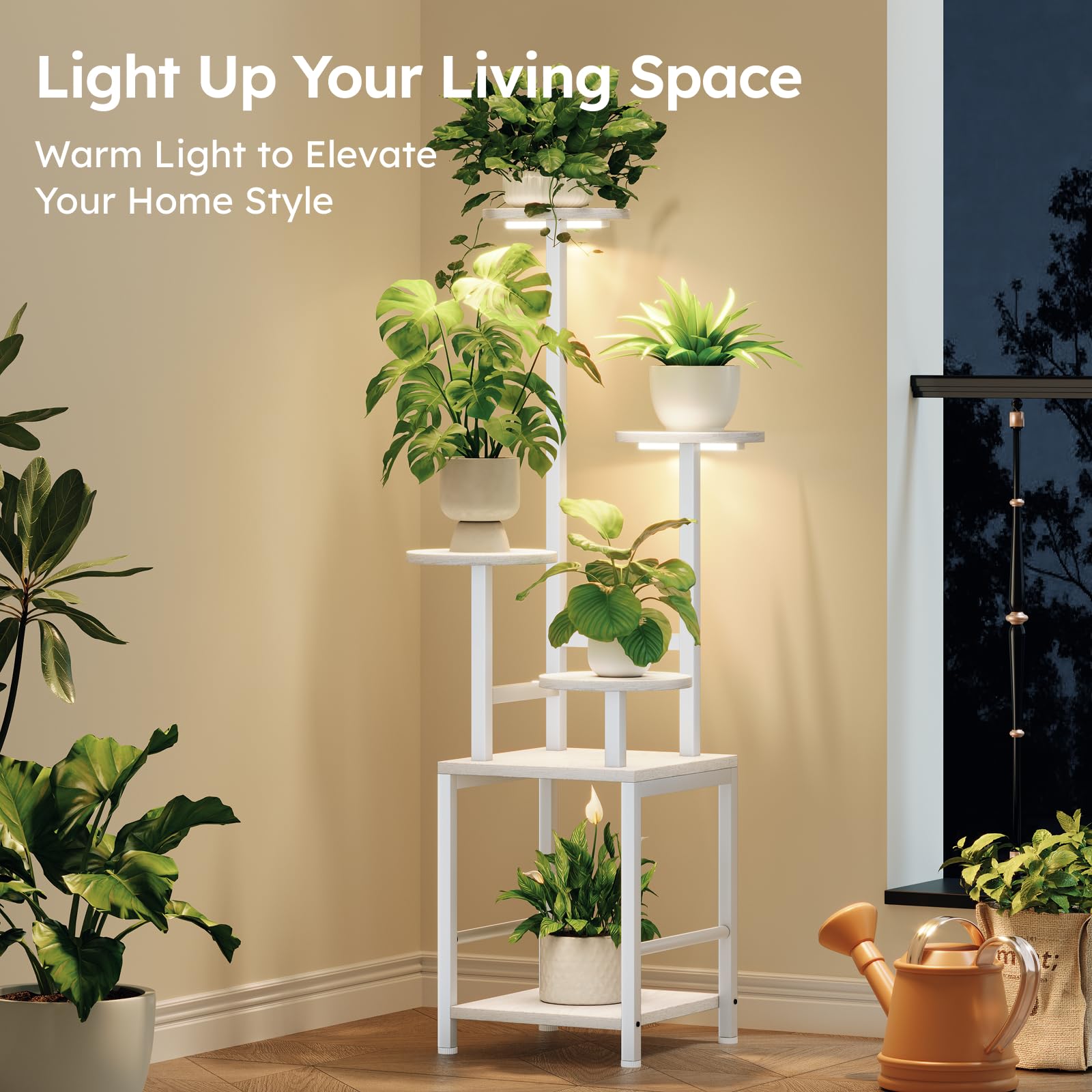 Homsorout 5-tier plant stand with various plants