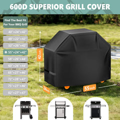HomWanna 55 Inch Grill Cover side view showcasing waterproof material