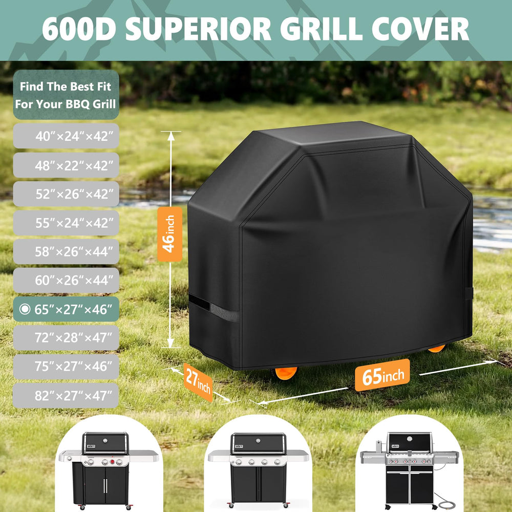 HomWanna Grill Cover 65 Inch side view showing velcro straps