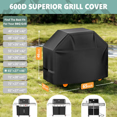 HomWanna Grill Cover 65 Inch side view showing velcro straps