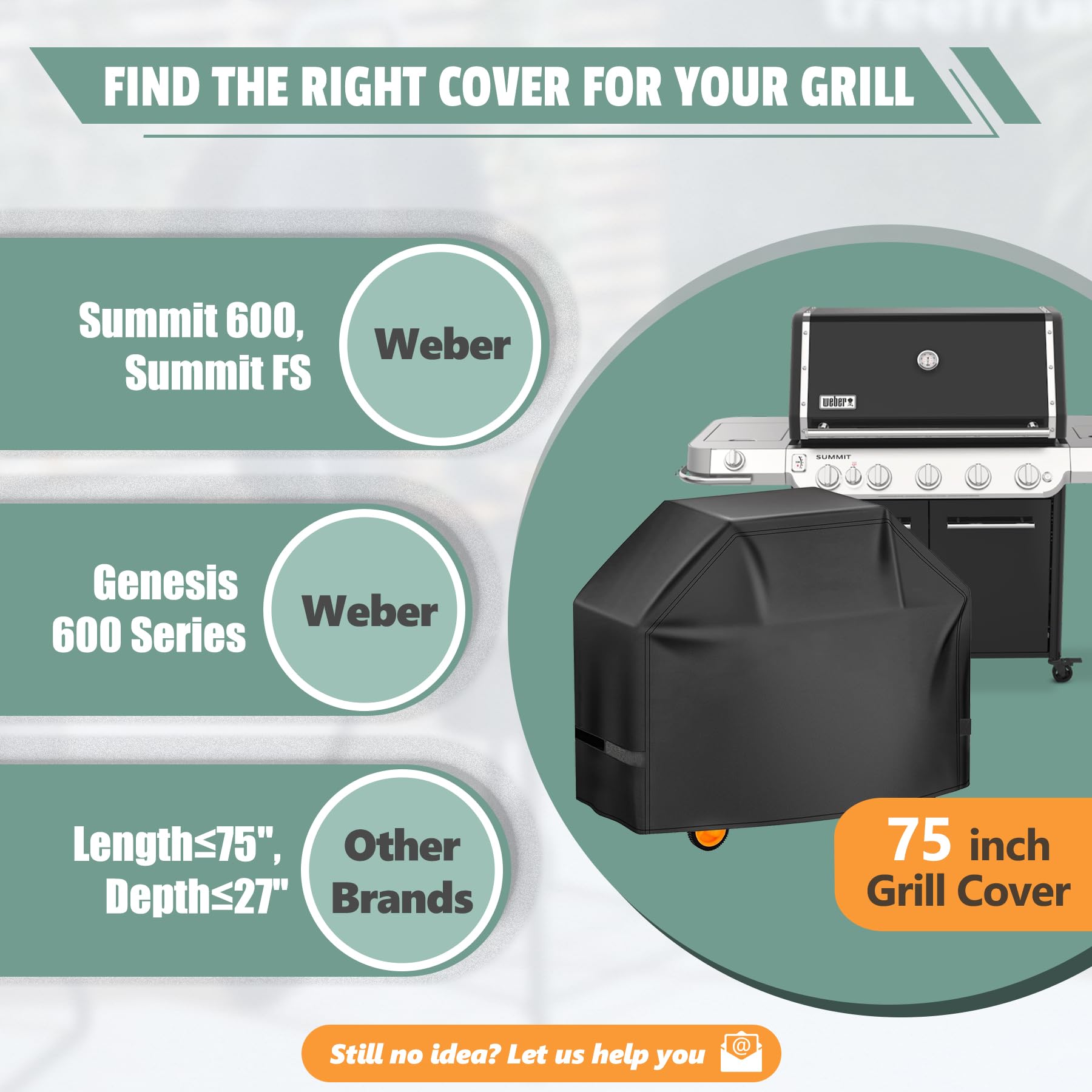 HomWanna Grill Cover 75 Inch showing velcro straps in use