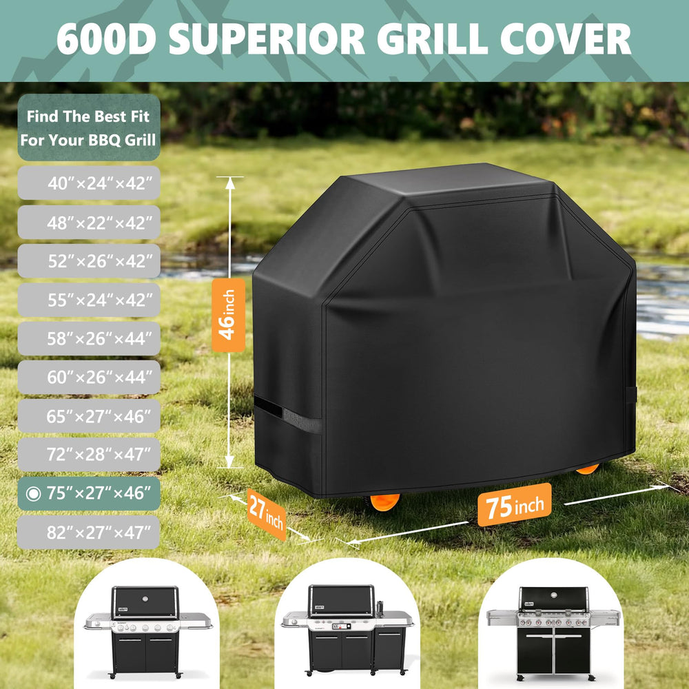 HomWanna Grill Cover 75 Inch side view showing waterproof material