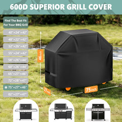 HomWanna Grill Cover 75 Inch side view showing waterproof material