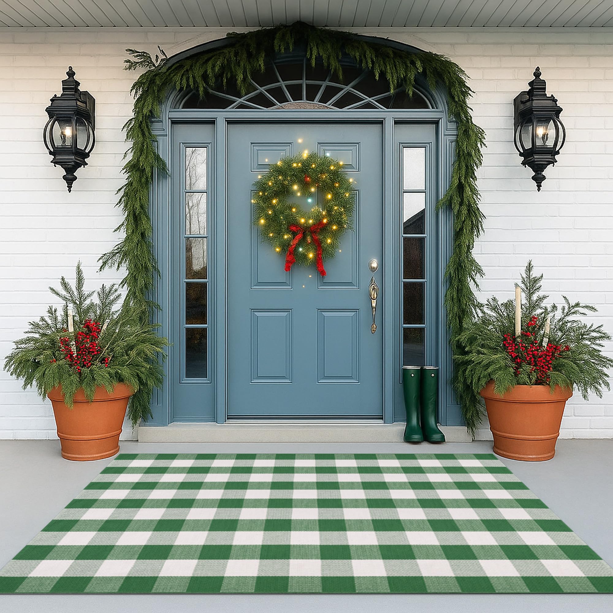Homydecor Christmas Rug in outdoor patio setting