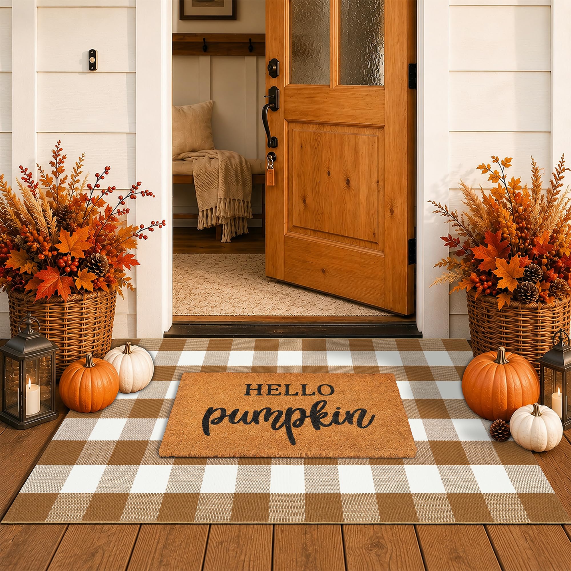 Homydecor doormat and rug set on a wooden floor