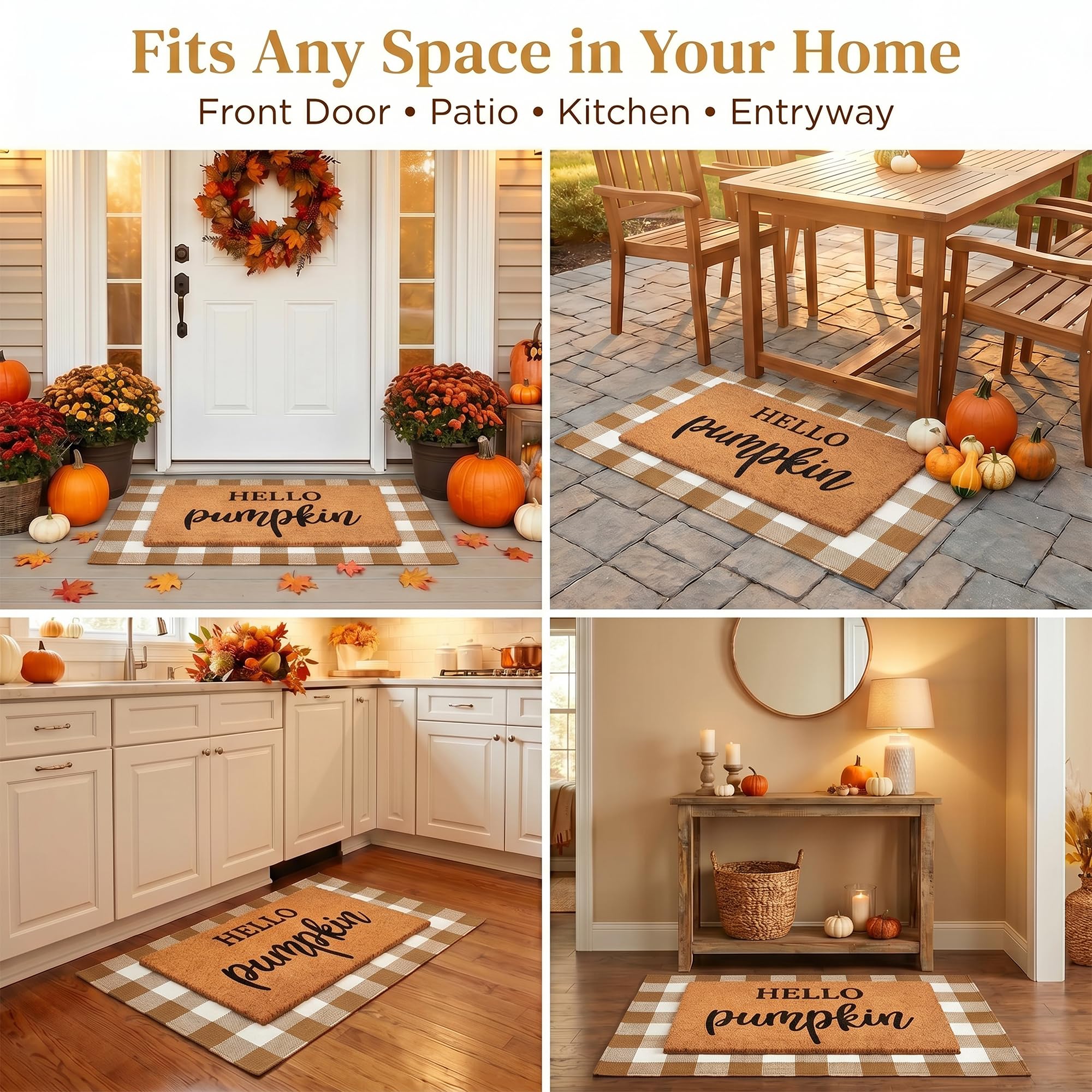 Homydecor welcome mat on a porch entrance