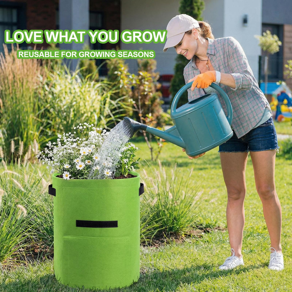 Homyhoo 4 Pack Potato Growing Bag in use on patio