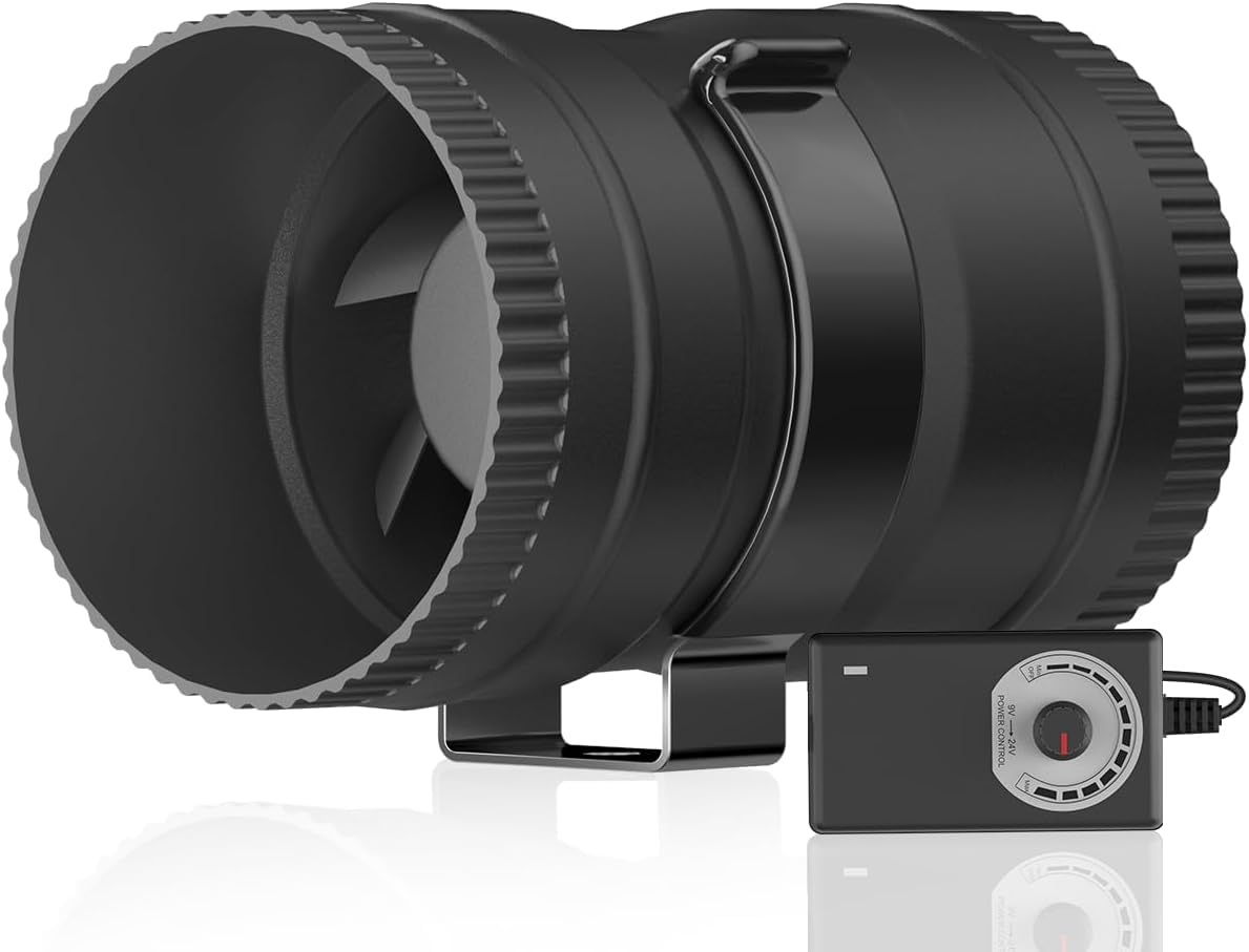 Hon&Guan 3 Inch Inline Blower Fan front view with speed controller