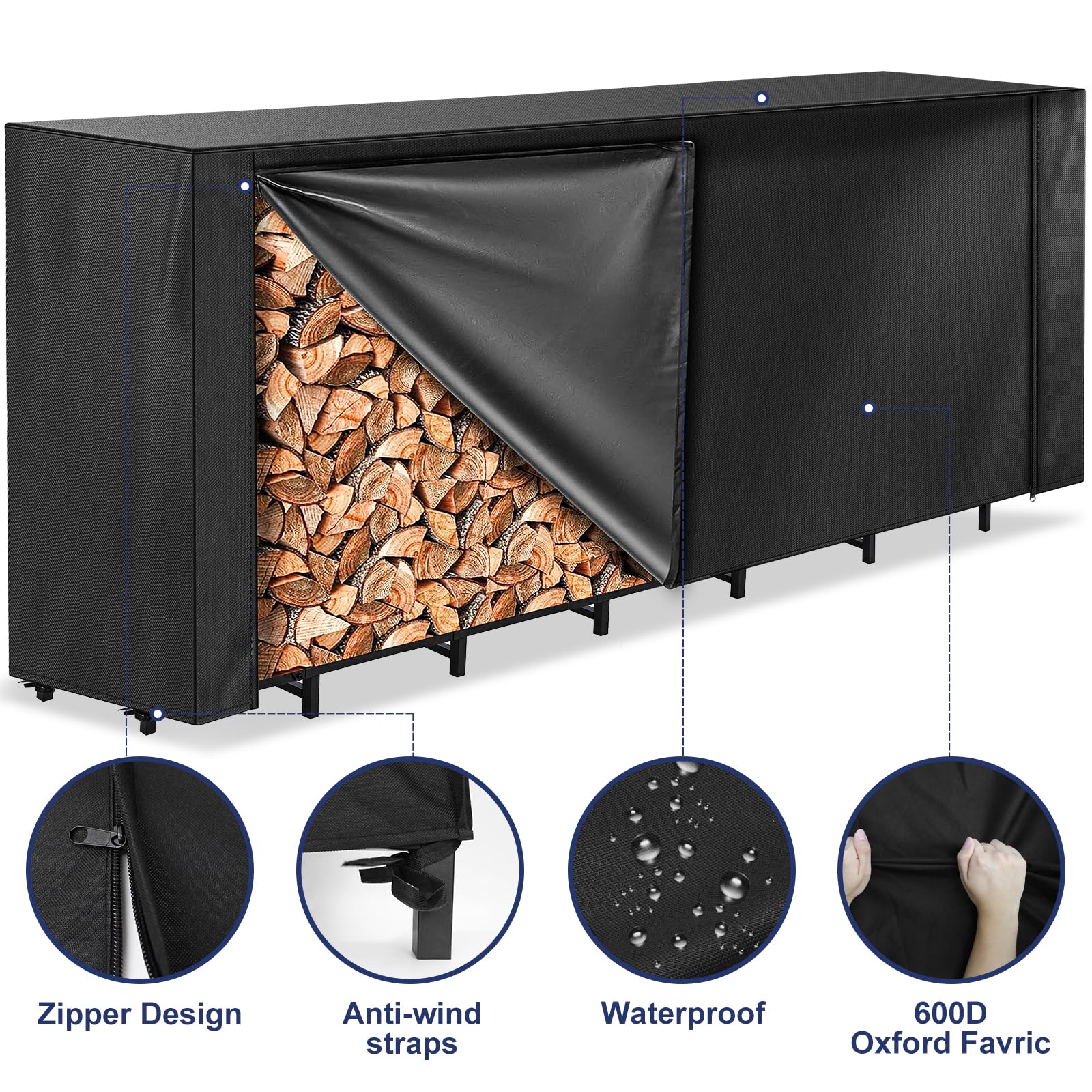 HONEST OUTFITTERS 8 FT Firewood Cover folded for storage