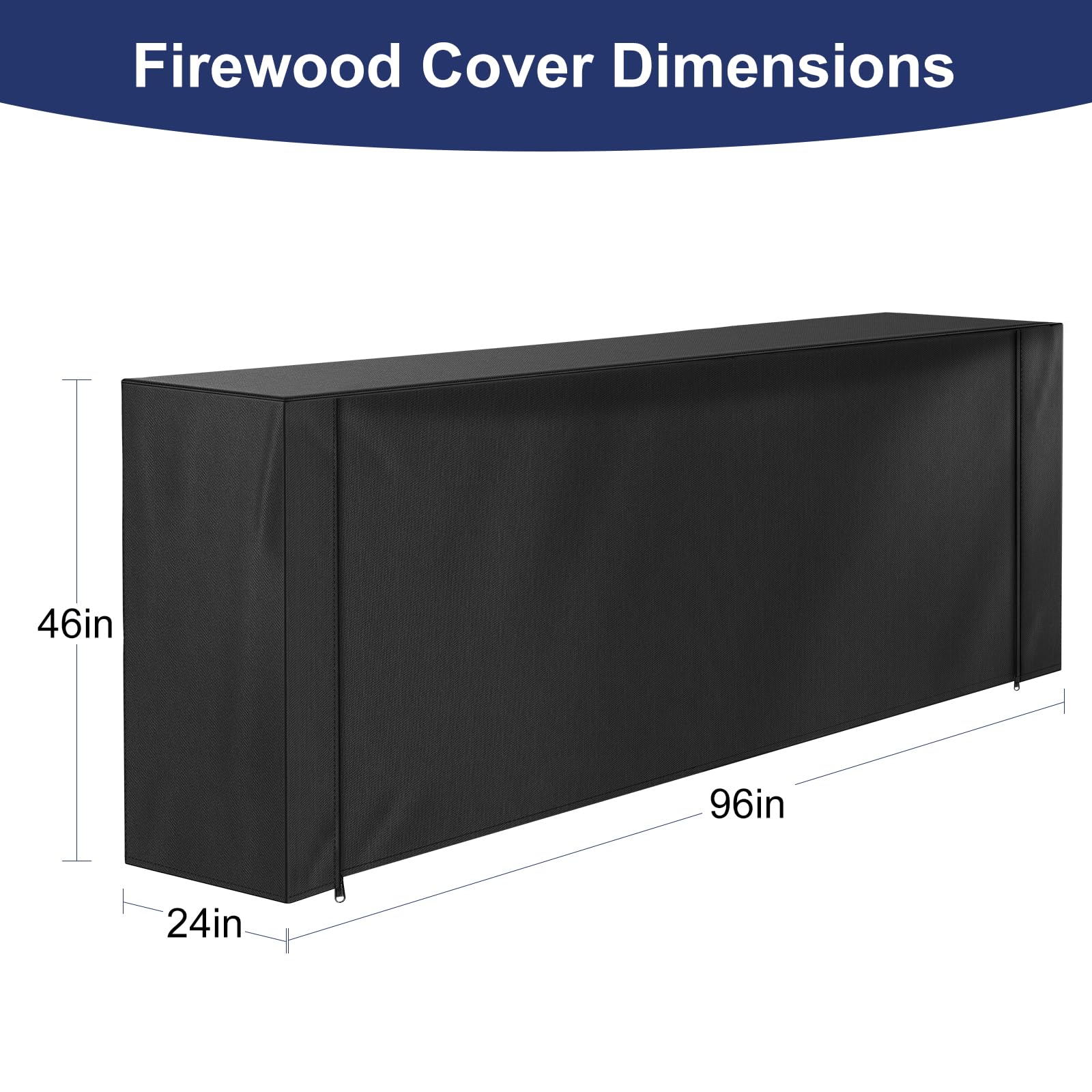 HONEST OUTFITTERS Firewood Rack Cover with zipper and tie-down straps