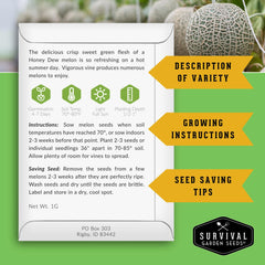 Honey Rock Cantaloupe seeds from the heirloom pack