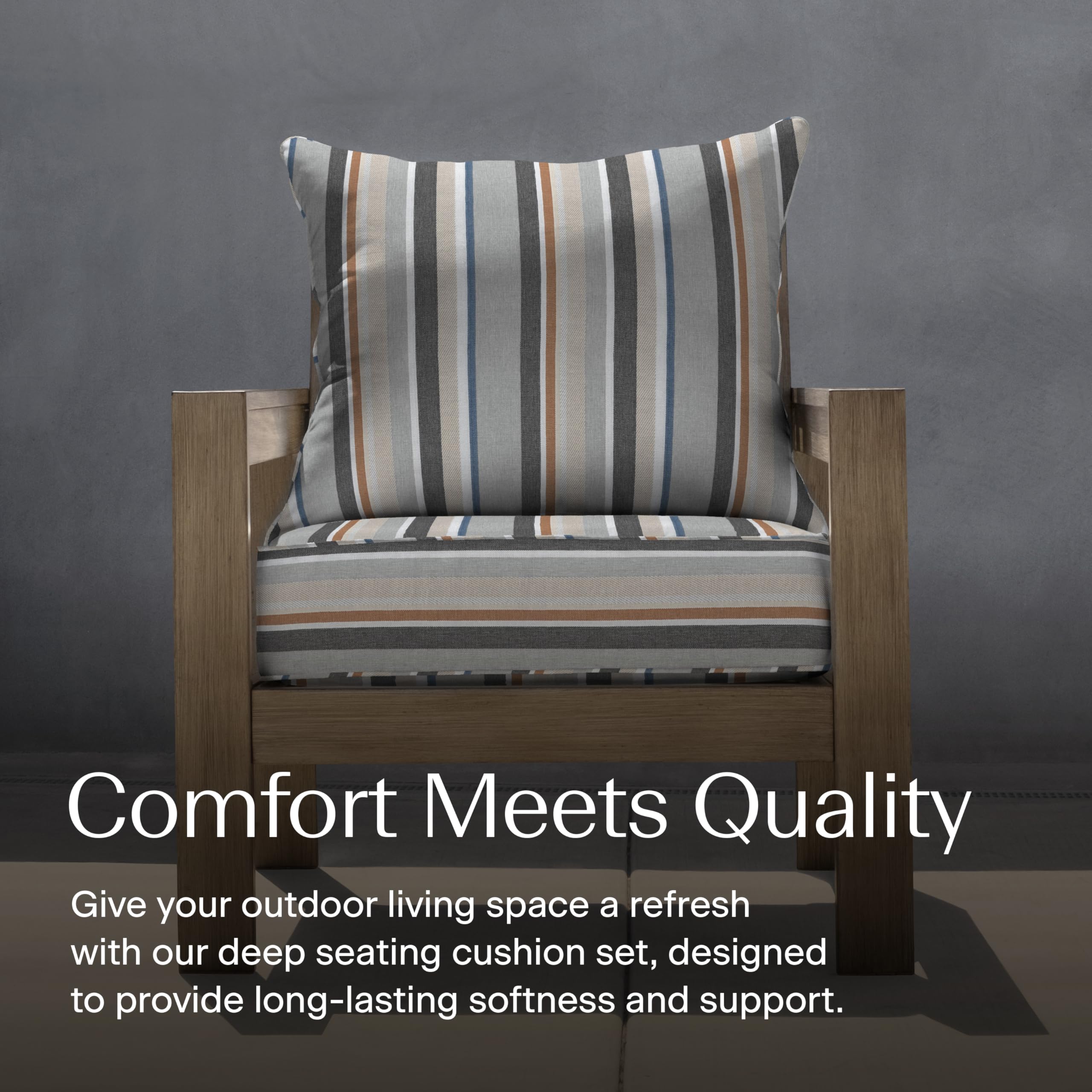 Honeycomb Outdoor Deep Seat Cushion side view with supportive foam filling
