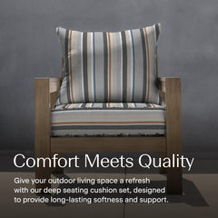 Honeycomb Outdoor Deep Seat Cushion side view with supportive foam filling