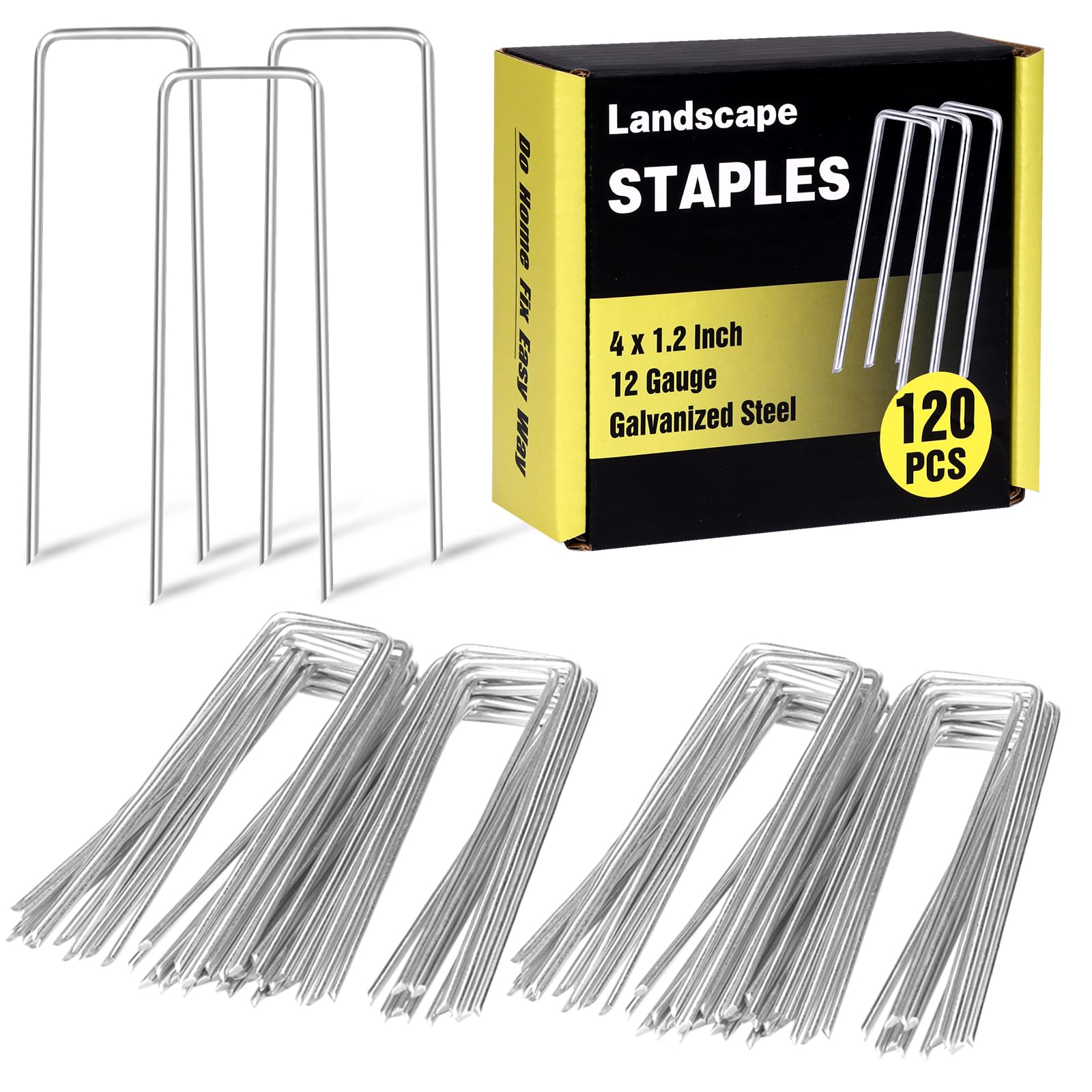 HongWay 4 inch galvanized landscape staples front view