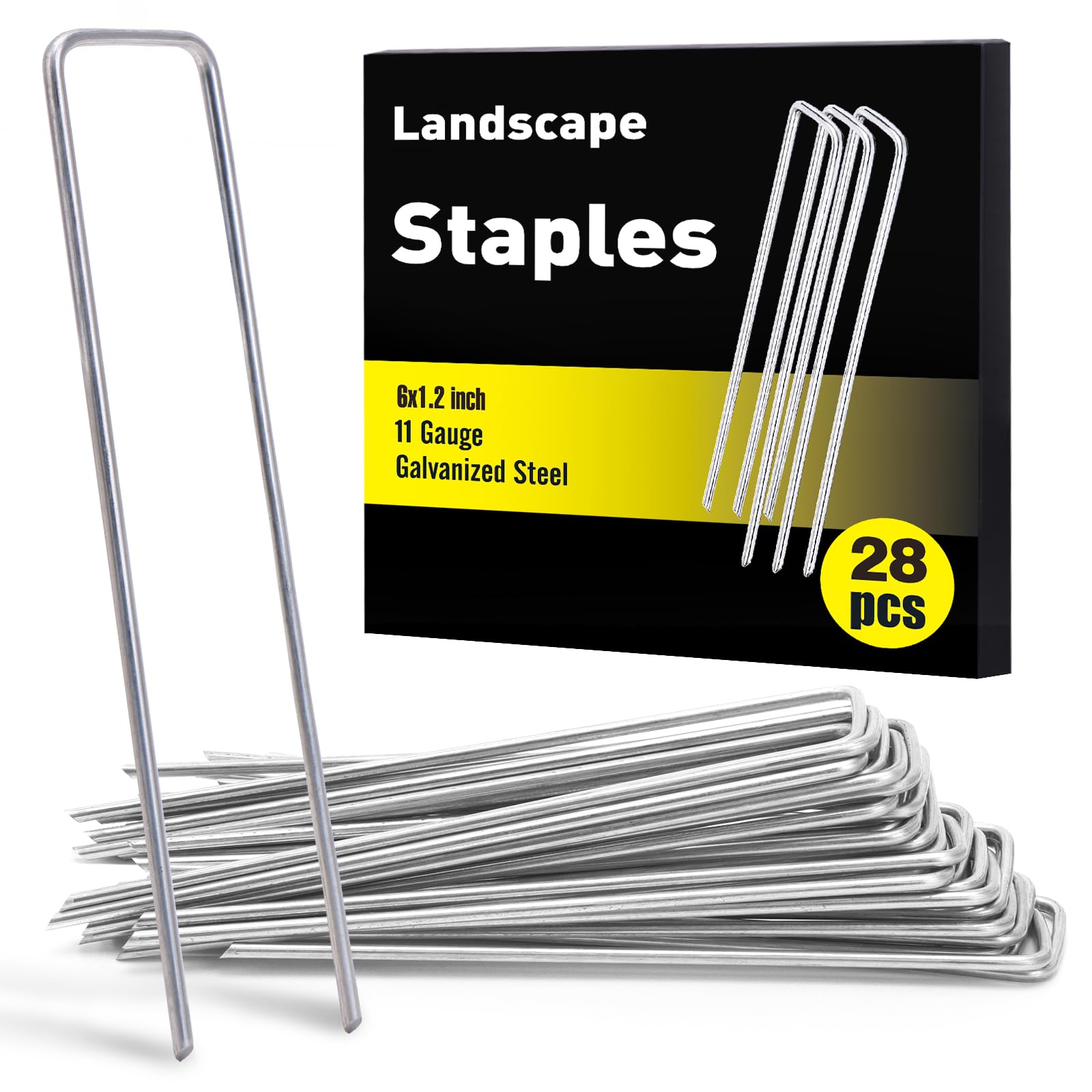 HongWay 6 inch galvanized landscape staples pack