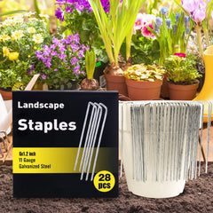 HongWay 6 inch landscape staples in a garden setting