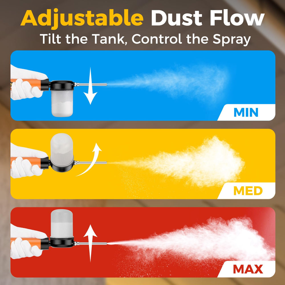 HONKID duster in use spraying diatomaceous earth outdoors