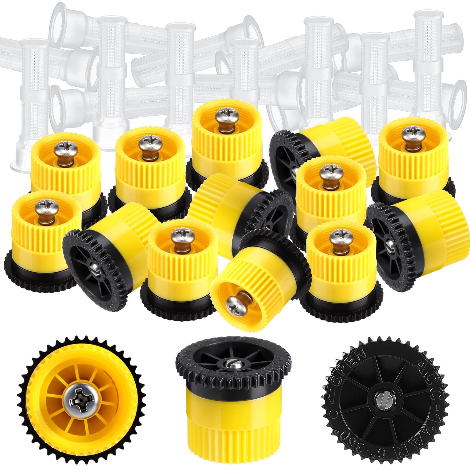 Honoson 16 Pcs Sprinkler Heads Replacement, 12 Van, Yellow front view