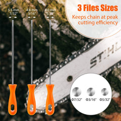 Honoson chainsaw file set with plastic handles for comfortable grip