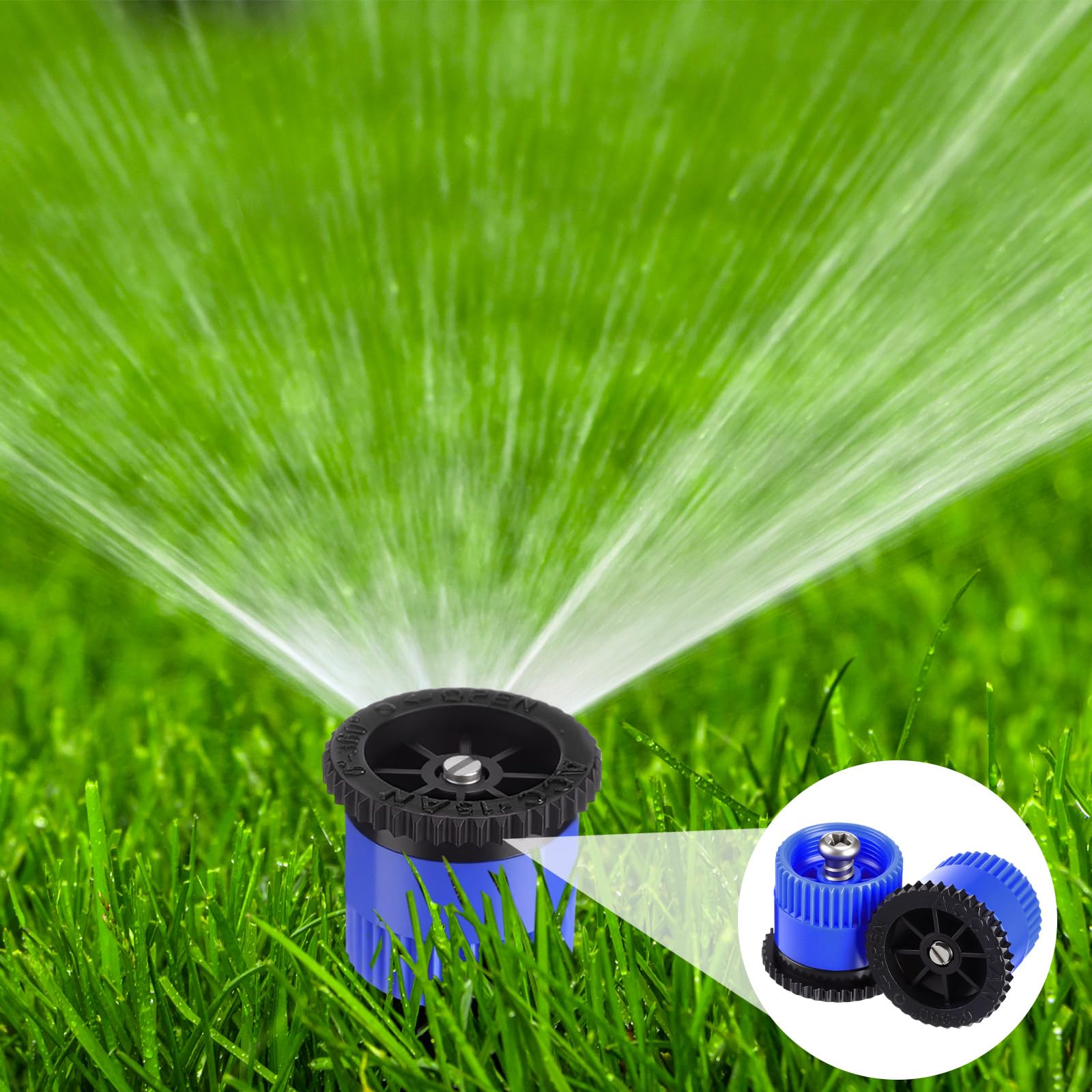 Honoson sprinkler heads in a garden setting