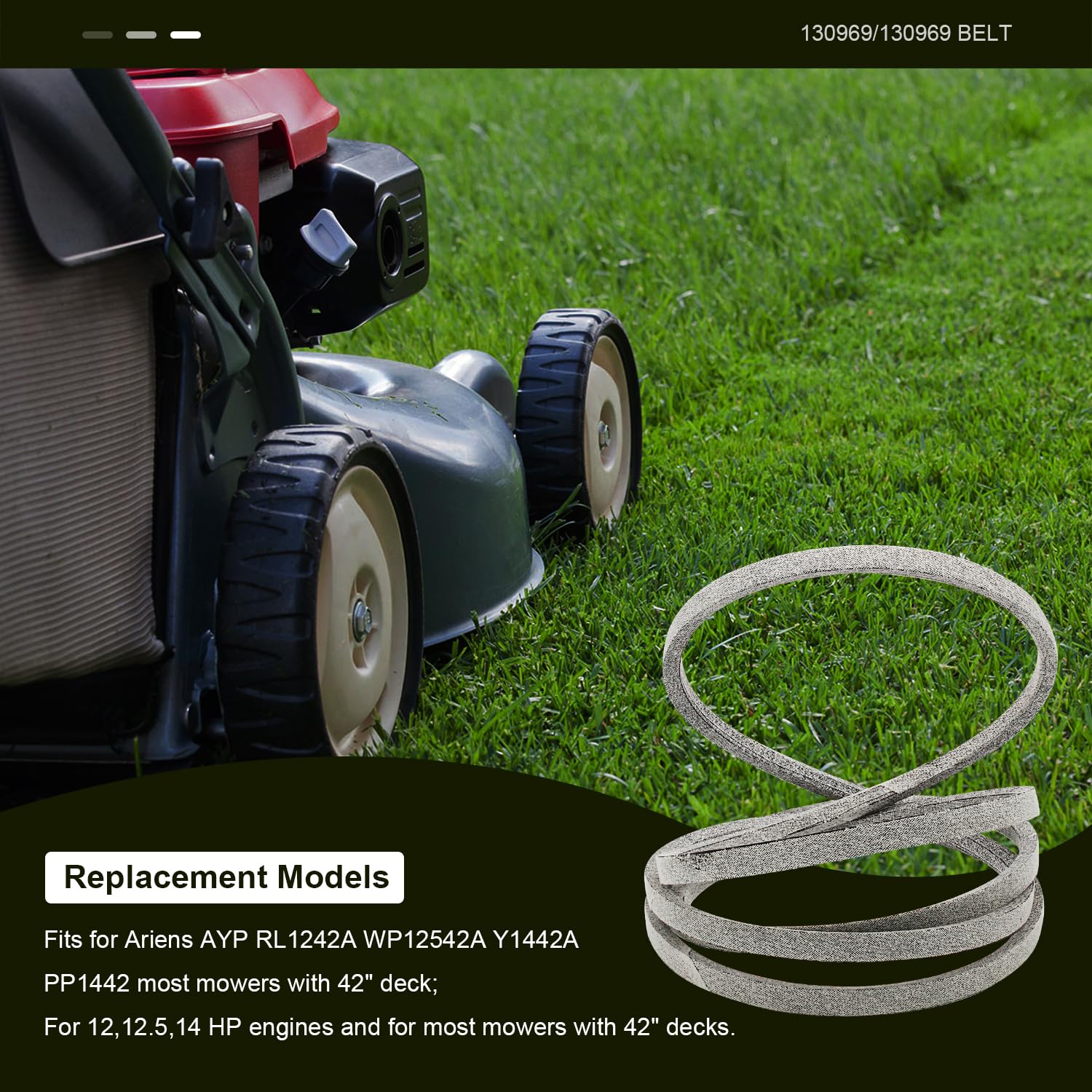 Honoyam Deck Drive Belt with measurement details