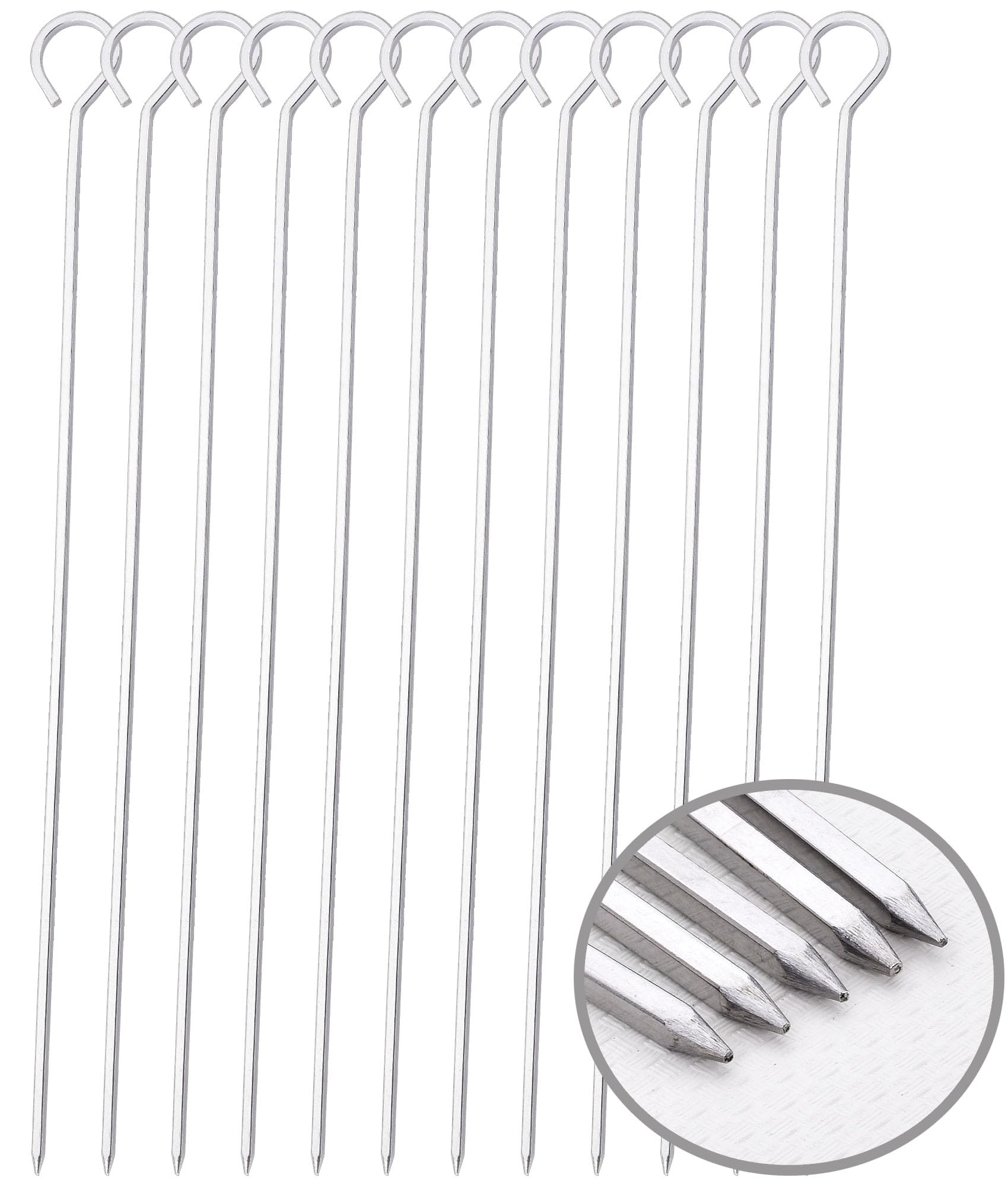 HONSHEN 12-inch barbecue skewers set of 12 with ring tip handles
