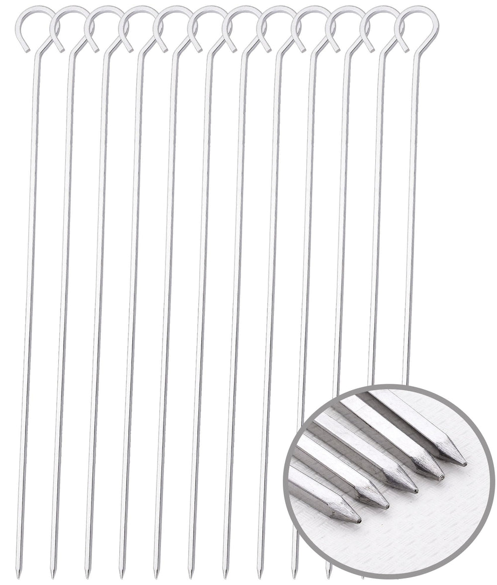 HONSHEN 12-inch barbecue skewers set of 12 with ring tip handles