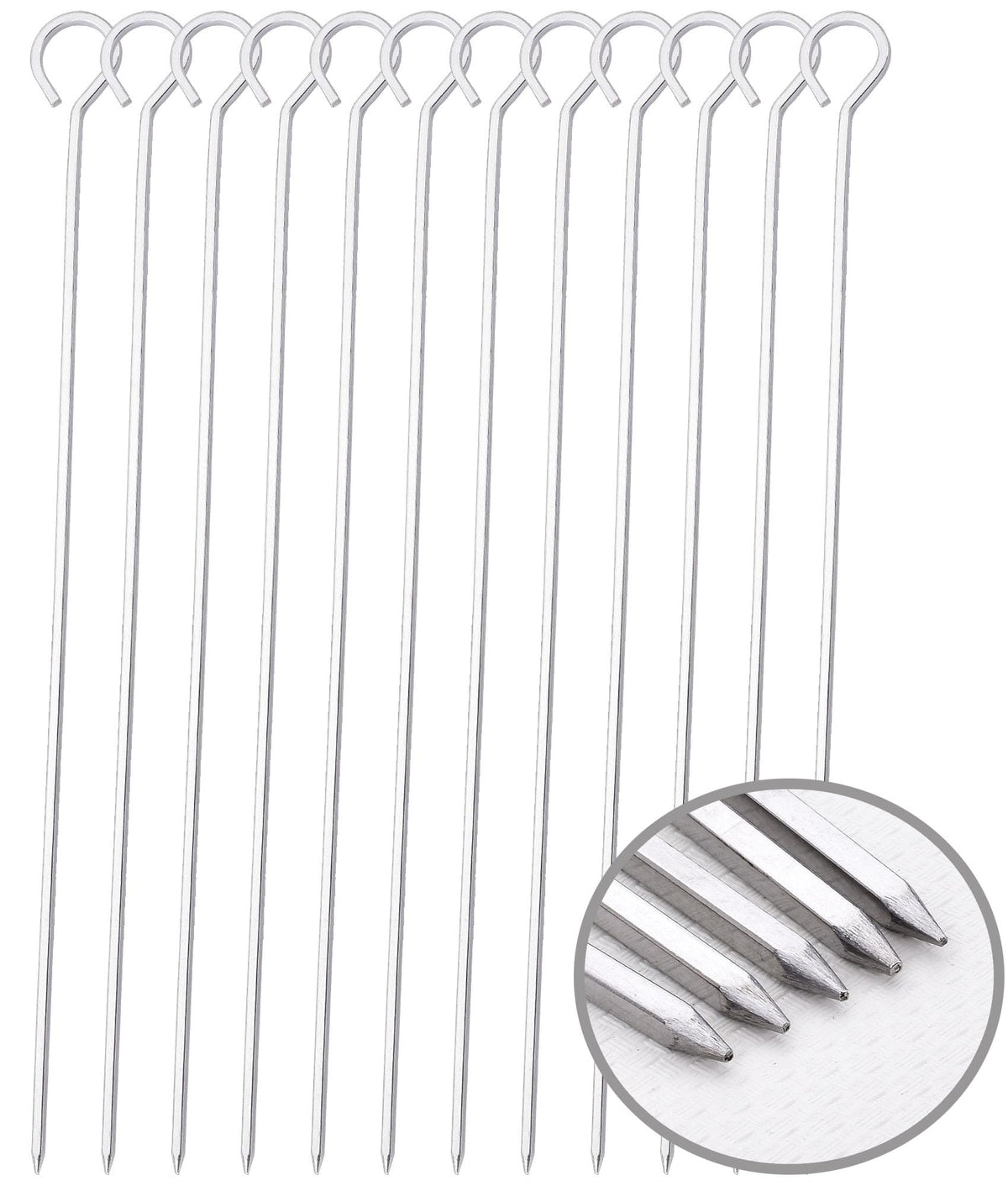 HONSHEN 12-inch barbecue skewers set of 12 with ring tip handles