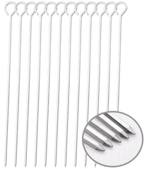 HONSHEN 12-inch barbecue skewers set of 12 with ring tip handles