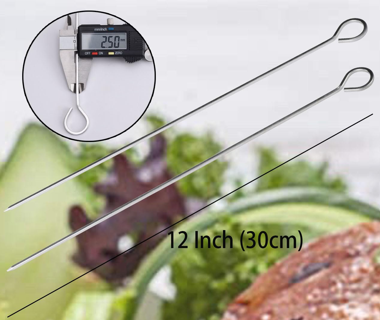 HONSHEN barbecue skewers 12-pack with easy handling ring tips