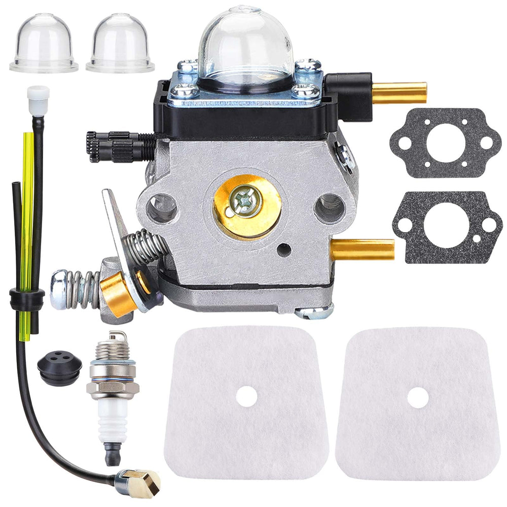HOODELL C1U-K82 Carburetor front view with air filter and spark plug