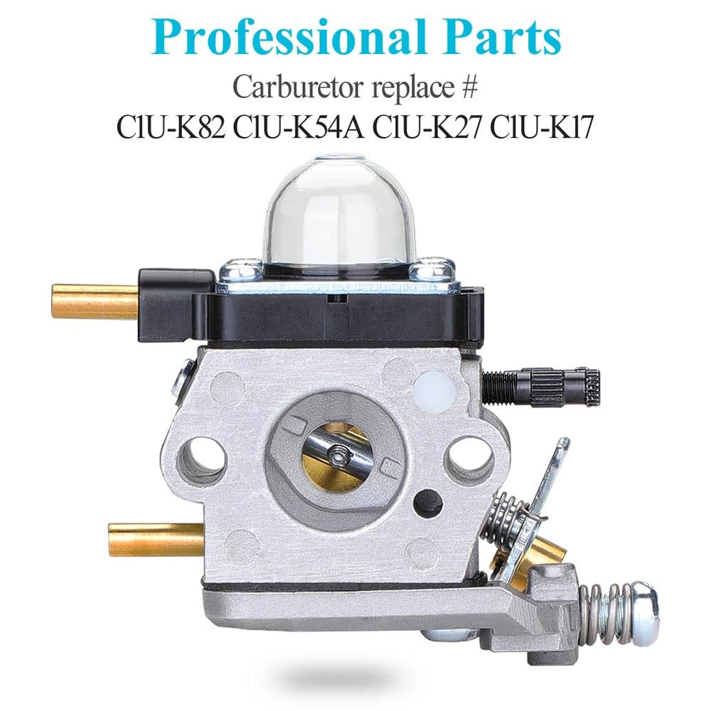 HOODELL C1U-K82 Carburetor side view showcasing fuel line connections