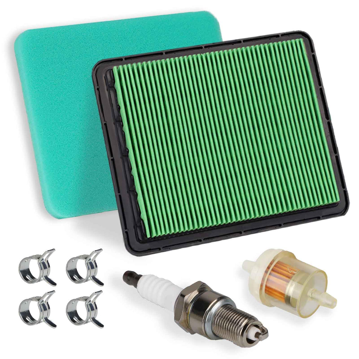 HOODELL GCV160 Air Filter Tune Up Kit components including air filter, spark plug, and more