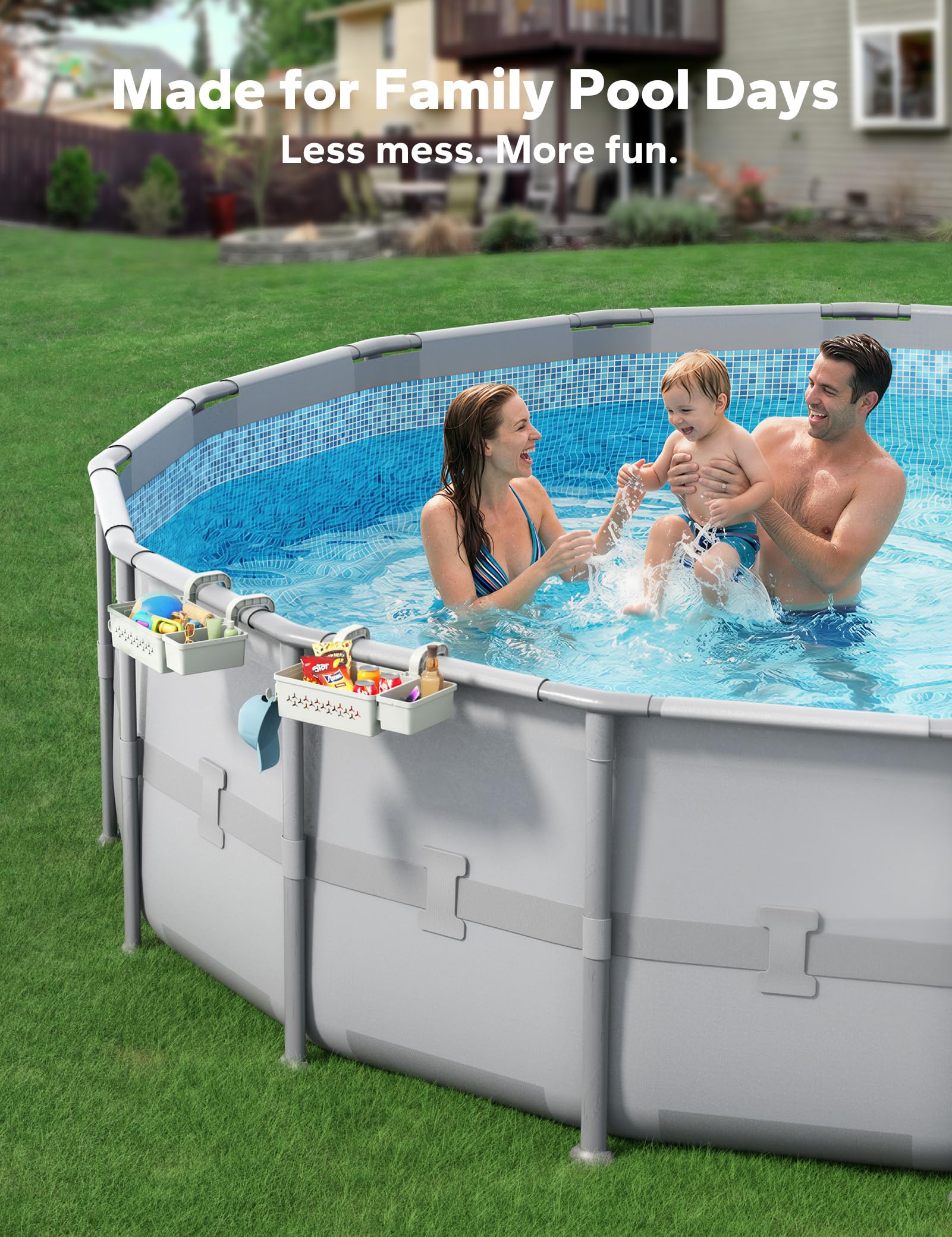 Hooks included in the POOLHACKER storage basket set